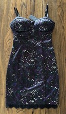 Guess Women's Black Splatter Print Mini Dress Sleeveless Bustier Size 4 NWT