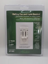 Hunter Wired 27182 Universal Ceiling Fan/Light Control 3-Speed Dual Slide Sealed