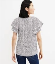LOFT Women's Floral Bell Sleeve Multi Colored Top Size Small EUC