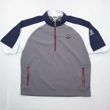 John Deere Shirt Mens 2XL Gray Blue Half Zip Golf TPC John Deere Classic Run