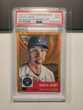 2022 Platinum Anniversary Orange Wave Ref Aaron Ashby PSA 9 RC Card SP /25 POP 2