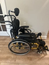 UPGRADED Quickie 2 Folding Wheelchair 16" x 18" Trigger Tilt - Head Rest, Yellow