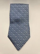 Murano Vintage Blue White Tie 100 Silk Made In USA 4in diagonal Lns rectangles