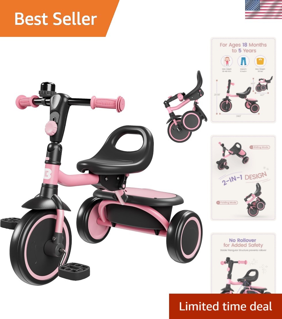 Toddler Tricycle with Bell, Kids Tricycle Age 18  to 5 , Kid