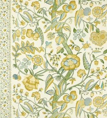 Zoffany Curtain Fabric 'ARTISAN PALAMPORE' 2.7 METRES PRIMROSE - 100% LINEN