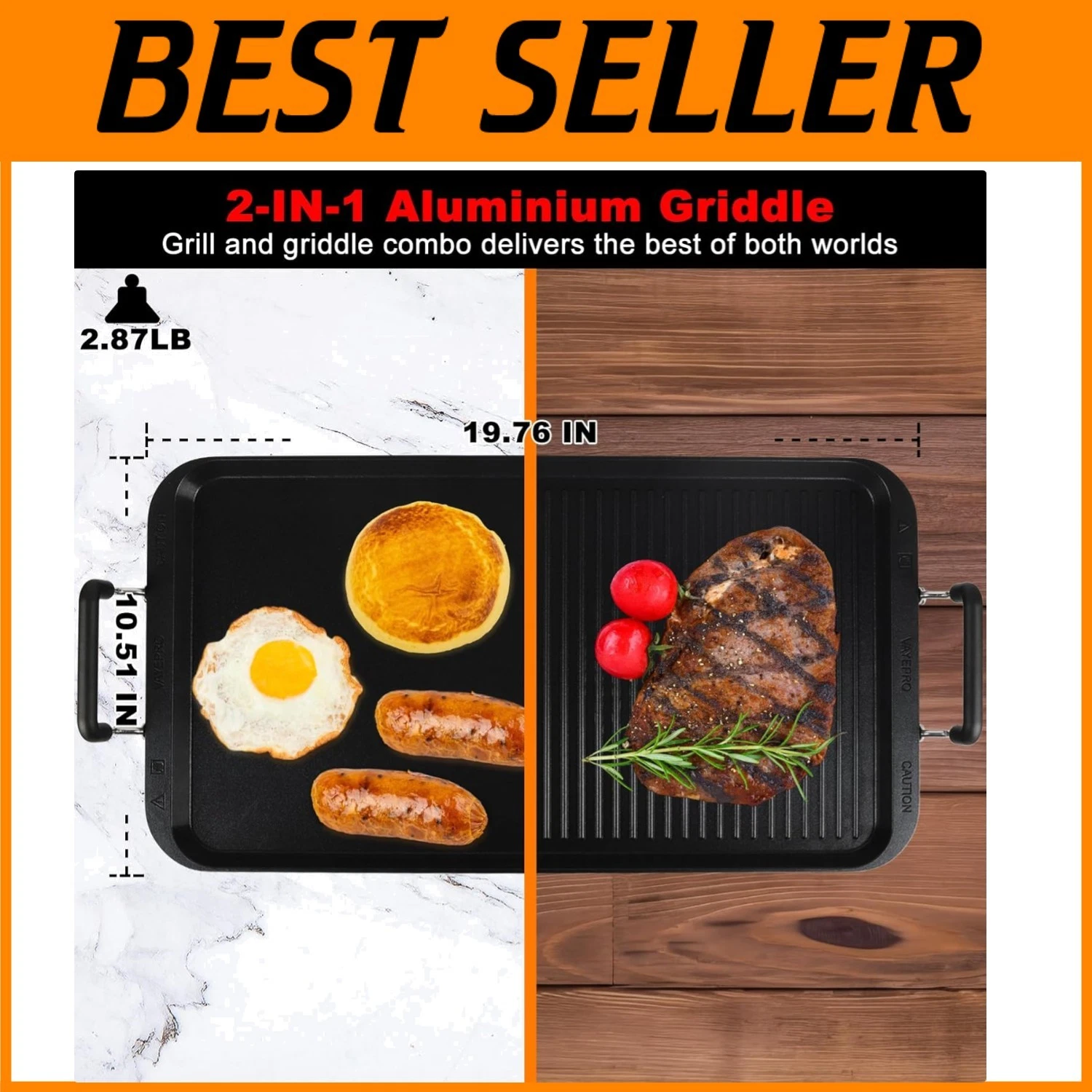 Double Burner Griddle for Gas & Electric Stoves//