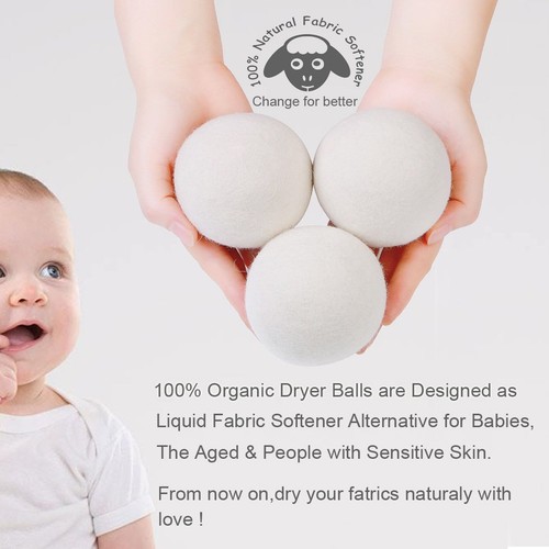 Wool Dryer Balls Organic XL 6-Pack, 100% New Zealand Chemical Free Fabric Sof... - Picture 4 of 7