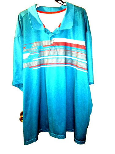 BASIC EDITIONS ~ türkisblau ~ Kurzarm Polyester Pullover Shirt ~ Kragen 4XL - Bild 1 von 3