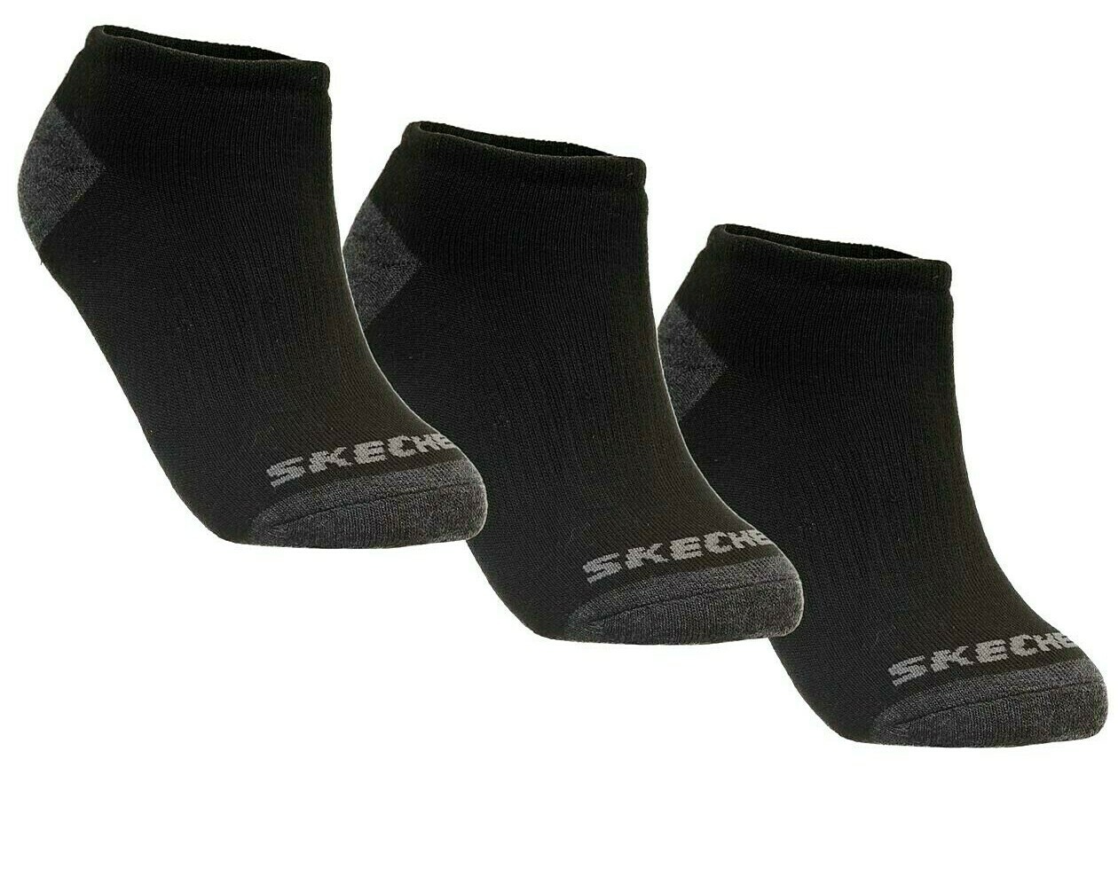 socks Skechers boys Sport Cushion MEDIUM 6 Pair black/gray shoe 9-3.5 sock 7-8.5-image