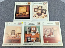 Vintage Lot of 5 The Hearts Content Cross Stitch Leaflet Pattern Charts Only