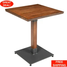 24" x 24" Antique Walnut Solid Wood Square Restaurant Edge Dining Room Table 