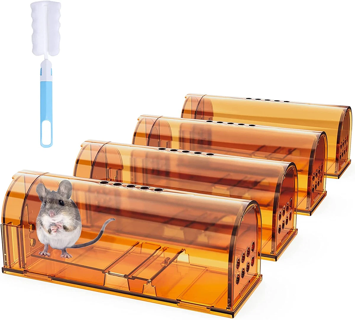 4 Pack Humane Mouse Traps Indoor for Home Live Mouse Traps No