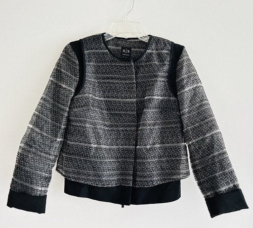 Blazer para mujer Armani Exchange gris manga larga jacquard en capas talla 8 - Imagen 6 de 18