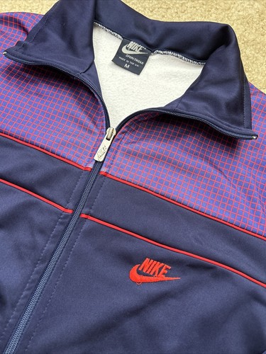 VTG 1980's Nike Blue Tag Track Jacket Grid Made In UK OG Rare Coat Full Zip 80s - Picture 5 of 9