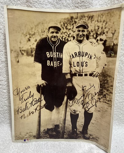 Two Famous Lou Gehrig And Babe Ruth 11x14 Reproduction Posters 1993 w/ Letters. - Picture 4 of 17