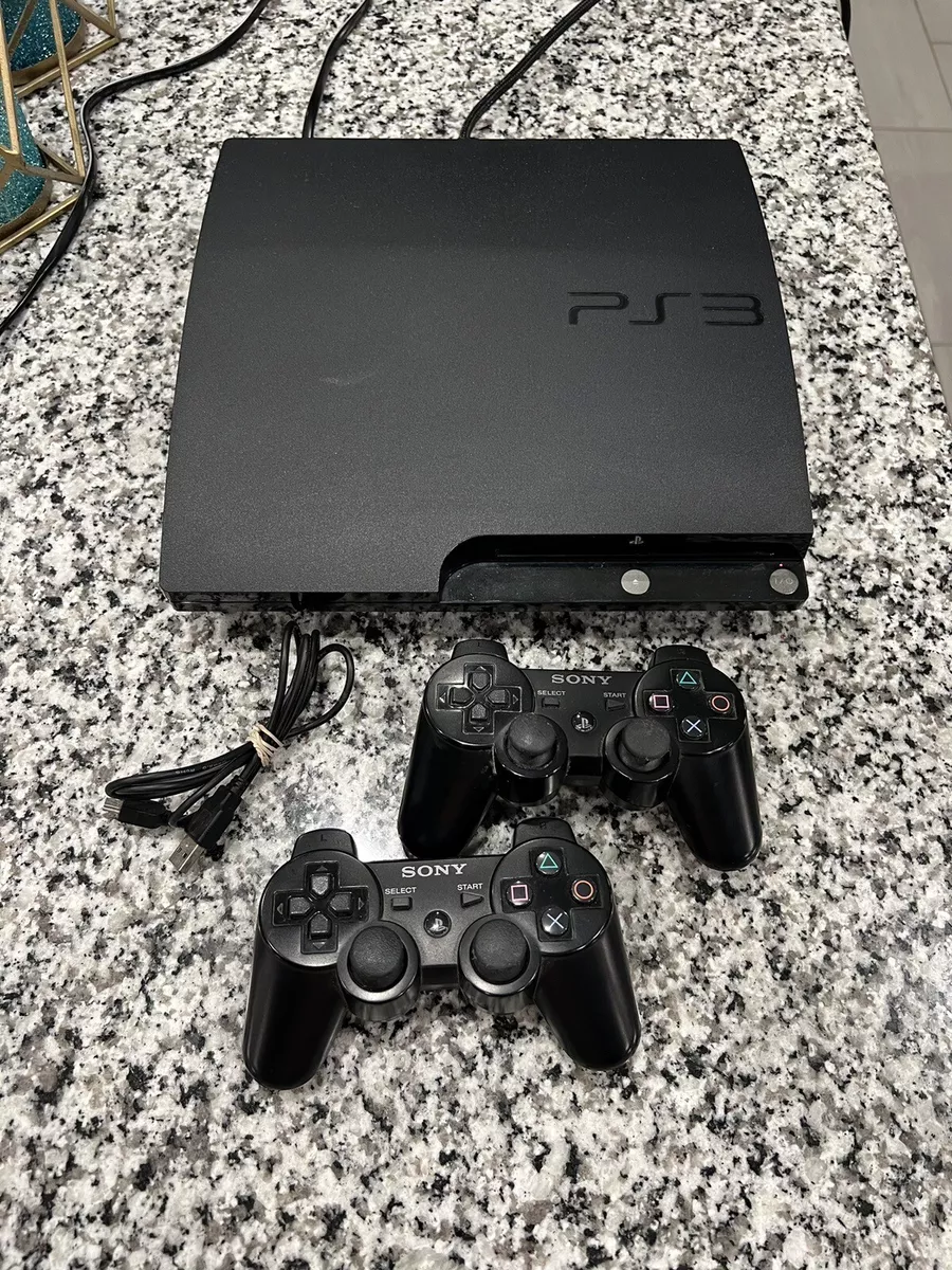SONY PlayStation3 PS3 Slim Console Black CECH-2000A Works Great 2 Controllers