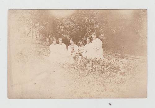 RPPC - Women in White with Dog, Bright Exposure, Real Photo Postcard A2 - Picture 2 of 3