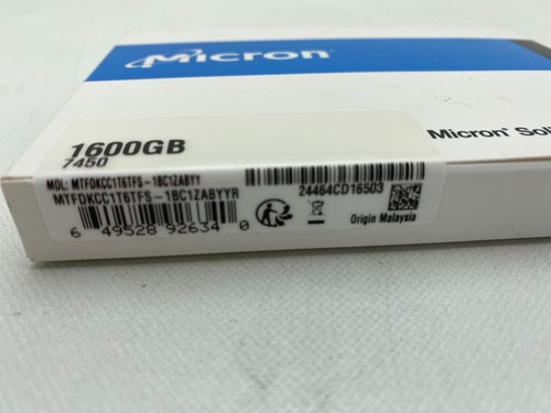 Micron MTFDKCC1T6TFS-1BC1ZABYYR 7450 MAX 1.6TB Internal SSD - Factory Sealed - Photo 3/9