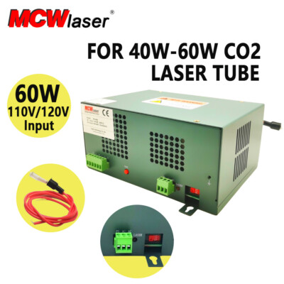MCWlaser 60W CO2 Laser Power Supply 220V for 40W 50W 60W CO2 Laser Tube Engraver