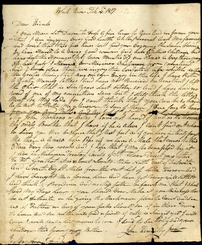 1827 Black River, MI, Letter written a decade before Michigan Statehood