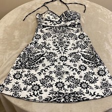 Speachless Womens Black White Halter Neck Sleeveless Padded Fit & Flare Dress 9