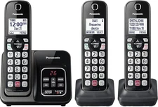 Panasonic Cordless Phone Contrast Display, Expandable System with 3 Handsets Blk
