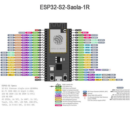 ESP32-S2-Saola-1R ESP32-S2 WROVER WiFi Modul 4MB Flash 2MB PSRAM PCB Antenne - Bild 5 von 6