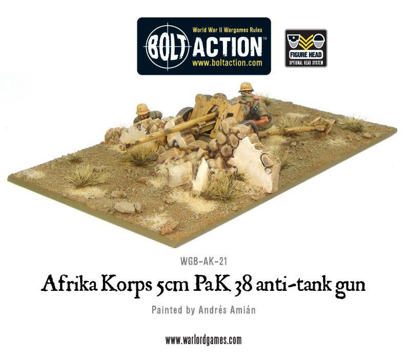 Thumbnail - Warlord Games Afrika Korps 5cm Pak 38 Anti-tank Gun 28mm Ww2 German
