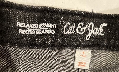 Cat & Jack Relaxed Straight Adjustable Waist Black Jeans NWT size 5 - Picture 2 of 3