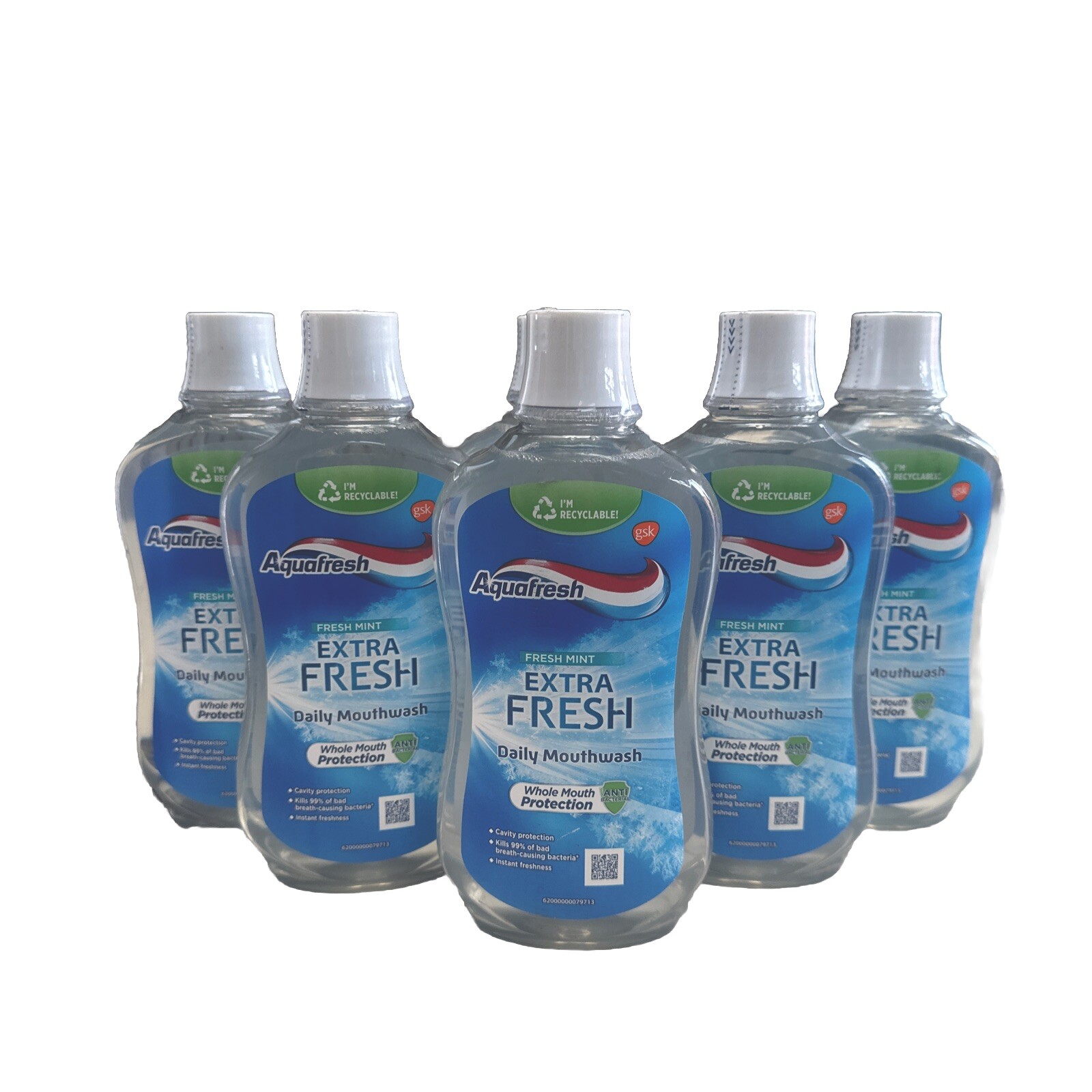 Aquafresh Extra Fresh Daily Mouthwash 500ml | Whitening | Fluoride|Mint X 6pack