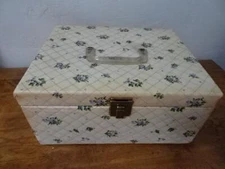 Vtg 70s Retro Sewing Box COZY HOME Sewing Storage Case/basket-Vinyl floral