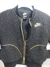 Nike Fleece Sherpa Zip Up Black Gold Girls M
