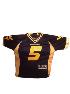 West Virginia Mountaineers Football #5 Team Dark Blue VTG Jersey Youth 