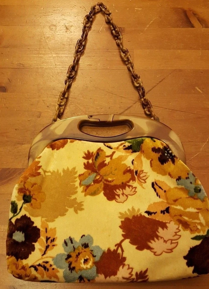 Tela, Multicolor, PVC con Asa Color Mármol, Bolso de Hombro (años 70) Foto 3 de 4