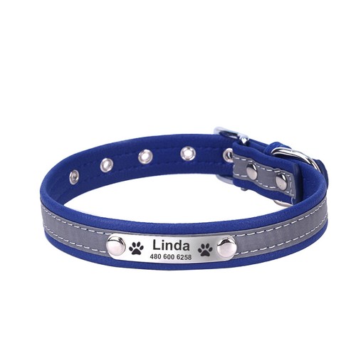 Personalized Dog Cat Collar Leather Reflective Custom EngravedID Tag Accessories - Picture 17 of 19