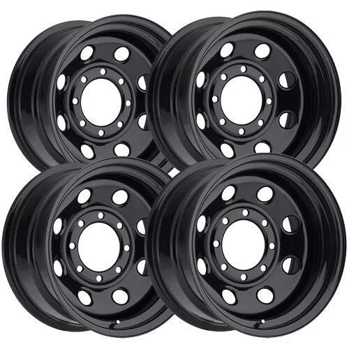 (Set-4) Vision 85H Soft 8 16x8 5x4.5 5x114.3 0mm Gloss Black Wheels 16 inch - Picture 1 of 1