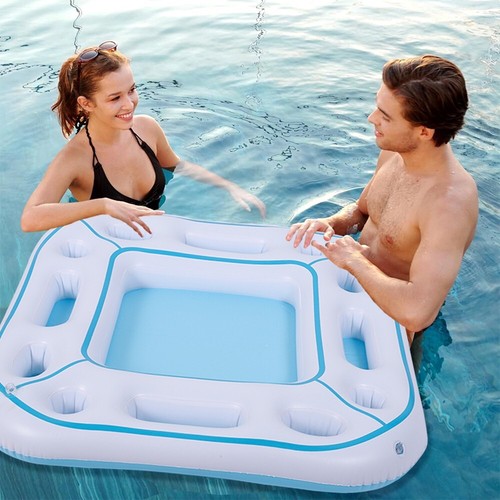 Inflatable Pool Party Tray Float for Drink Snack Holder Floating Card Game Table - Picture 3 of 10