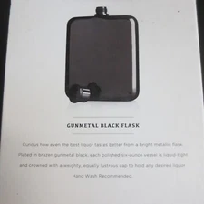 Viski Gunmetal Flask, Black Stainless Steel Flask with Screw Top