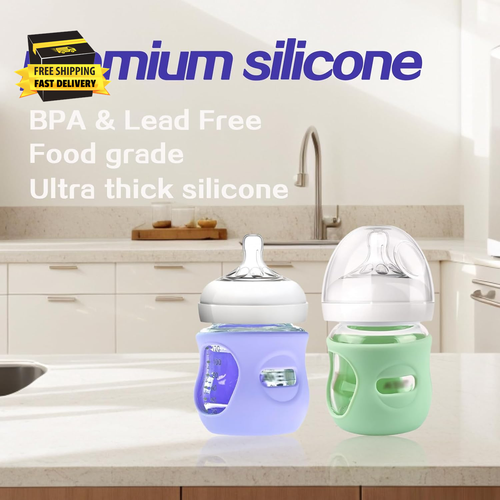3Pack Silicone Glass Bottle Sleeve 4 Oz for Avent, Food Grade Silicone Bottle Co - Picture 4 of 7