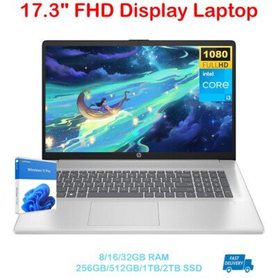 HP  17 17.3''Laptop,Intel Core i3-N305(8-Core)3.8GHz,UpTo 32GB,2TB SSD+Win 11 pro
