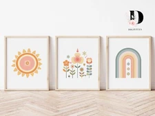 Girl floral Nursery wall art prints, Girl bedroom decor, Prints for little girl