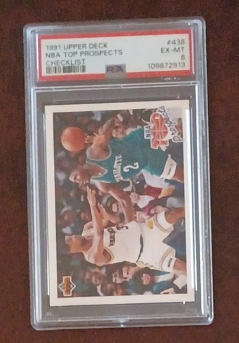1991 UPPER DECK #438 LARRY JOHNSON RC NBA TOP PROSPECTS PSA 6 EX-MT - 第 1/1 張圖片
