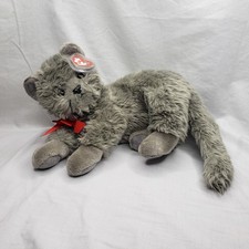 Large Beani The Cat 2001 Beanie Babies TY Plush Gray Kitty 14 Inches