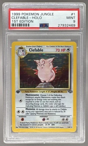 27932469 Clefable 1999 Pokemon Jungle 1st Edition #1 Holo PSA 9