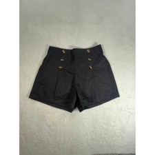 Halara Womens Black High Waisted Nautical Button Front Cotton Shorts Size M NEW