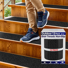 Outdoor Stair Treads Non Slip 30" X 6" 12-Pack Waterproof 80-Grit Grip Strip