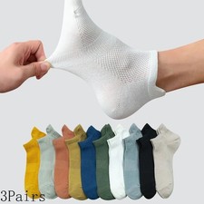 3 Pair Men/Women Cotton Bamboo Socks No Show Ankle Low Cut Sport Nonslip Breathe