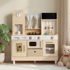 VEVOR Play Kitchen for Kids Wooden Kitchen Playset for Toddlers Ages 3-8 Modern
