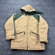 Vtg Sears Jacket Boys 14 Tan Green Fleece Lined Coat