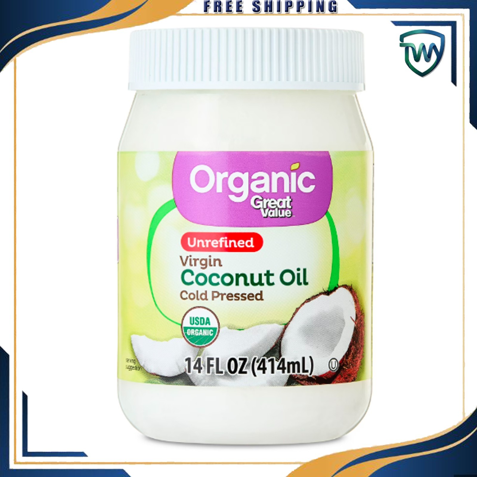 Great Value Organic Unrefined Virgin Coconut Oil, 14 fl oz -